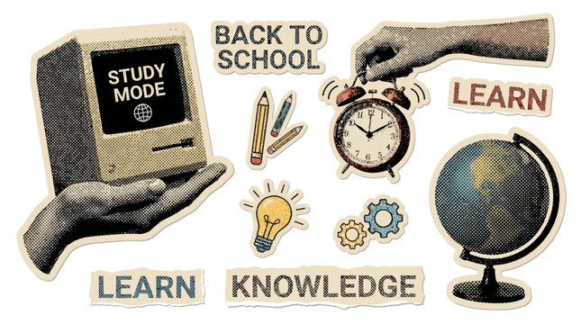 Creative Collage Collection of Torn Paper Stickers and Ripped Note Elements for Back to School Education Design Featuring Textured Scrapbook Stationery and Academic Study Supply Graphic Elements