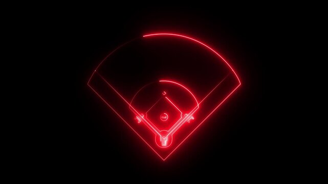 baseball field icon animation on black background .futuristic digital icon video of a high-tech baseball field . motion graphic of baseball field concept.