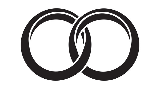 Interlocking wedding rings symbol for marriage and love concept.