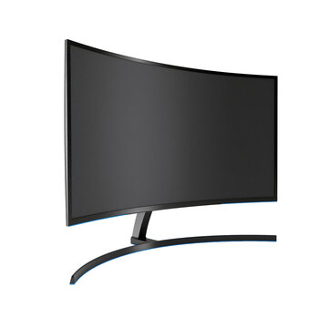 Modern Curved Computer Gaming Monitor Isolated On White Background