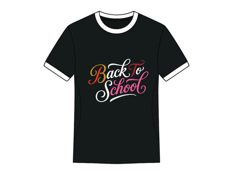 A stylish black ringer t shirt featuring a colorful back to school design printed on the front for students and teachers