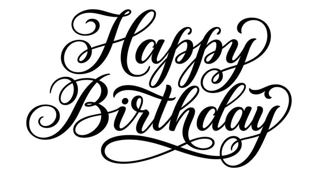 Happy birthday calligraphy text isolated on white background