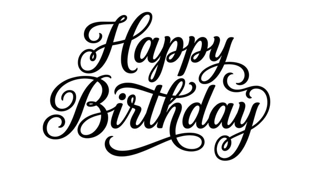 Happy birthday calligraphy text isolated on white background