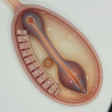 Stereomicroscope (dissecting microscope) image of a 48-hour-old chick embryo