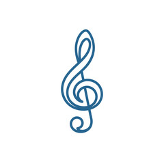 Fototapeta premium Blue Treble Clef Music Symbol Isolated.