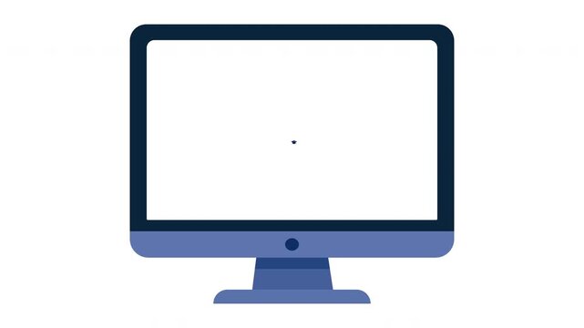 Animated computer monitor frame video flat vector illustration motion graphic blank display desktop mockup concept