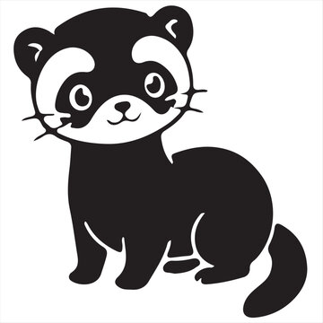 Cute baby ferret silhouette vector illustration. Adorable cartoon little ferret or weasel sitting, isolated on white background. Perfect for kids design, t-shirt prints, laser cutting, crafts, and ste