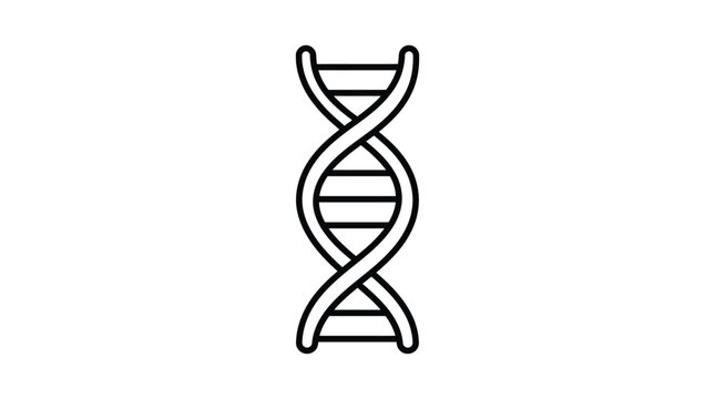 Dna double helix illustration black line art on a white background