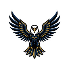 Fototapeta premium Bald eagle mascot logo looking forward with wings open.