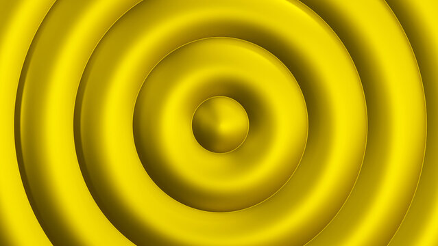 Golden metallic ripples minimalist geometric texture, modern gold radial gradient pattern with shadows, 3d render illustration.