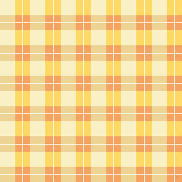 Pastel Yellow Plaid Seamless Pattern, Tartan Checkered Background, Minimalist Cute Orange Yellow Plaid Texture for Fabric Print, Picnic Blanket and Wallpaper