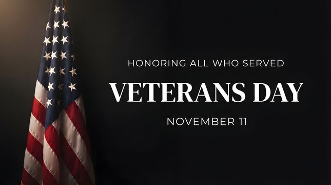Veterans day background featuring an american flag on a dark textured surface with november 11 written in bold text