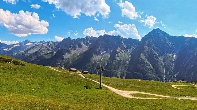 4K Timelapse alpine video with moving Clouds at Mount Ahorn, Mayrhofen, Zillertal valley, Schwaz, Tyrol, Austria