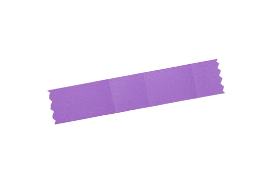 Narrow purple adhesive tape strip with torn ends