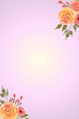 Minimalist lavender watercolor background with delicate floral arrangements decorating opposite corners. A soft and elegant floral frame ideal for wedding invitations, birthday cards, social media gra © stq