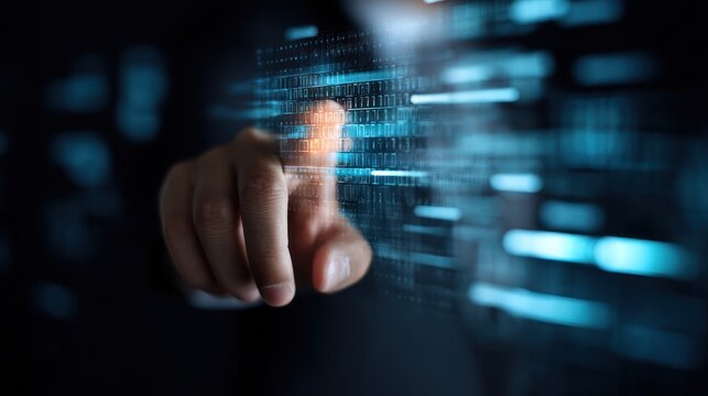 Hand touching digital screen