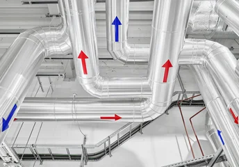 Heat pump piping installation at a district heating plant. © MaciejBledowski