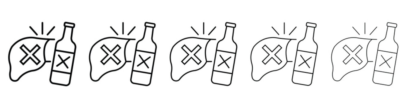 Alcohol harm to liver icon line art symbol vector illustration for health care design.