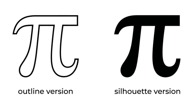 Pi Symbol Outline and Silhouette