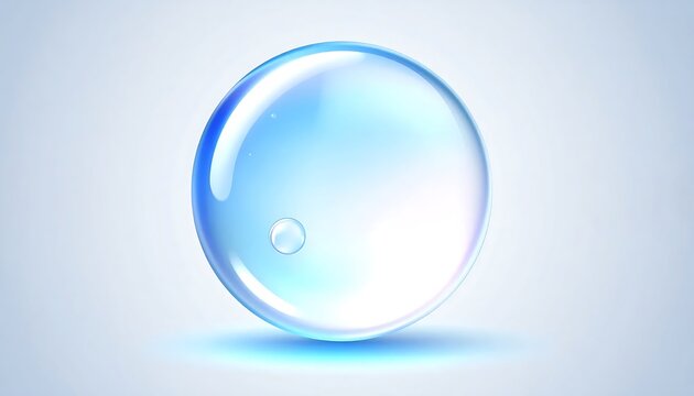 Abstract blue and white gradient sphere on light background.