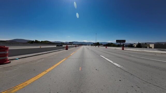Reno Freeway 580 and 395 South 05 Front View Driving Plates Nevada USA Ultra Wide
