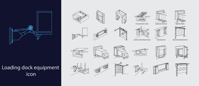 Loading Dock Equipment Icons - CAD Isometric Warehouse Set