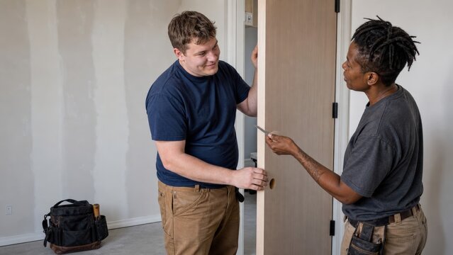 Youth Apprenticeship Newly Installed Interior Door Building Training