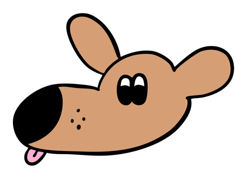 Hand drawn brown puppy head shape for dog cartoon, characters, comic, mascot, standee, sticker, tattoo, pet shop, vet, animal, home decor, house, yard, playtime, plush toy, kid doll, woof