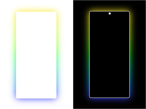Modern Premium Smartphone Gradient Mockup with Neon Glowing Frame on Transparent Background PNG