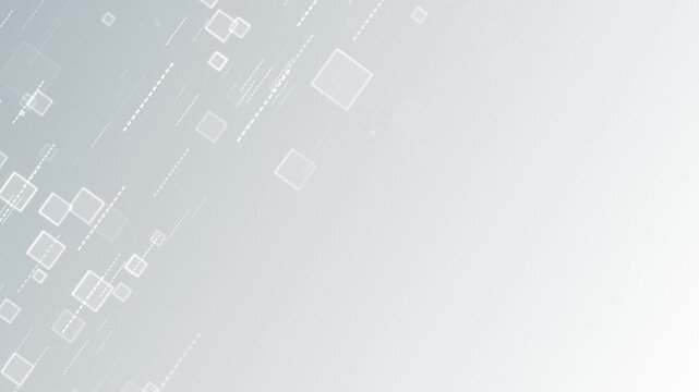 Business corporate abstract animation, digital technology background for clean gray white presentation. Particles and network connections of digital data. data analysis technology. Seamless loop