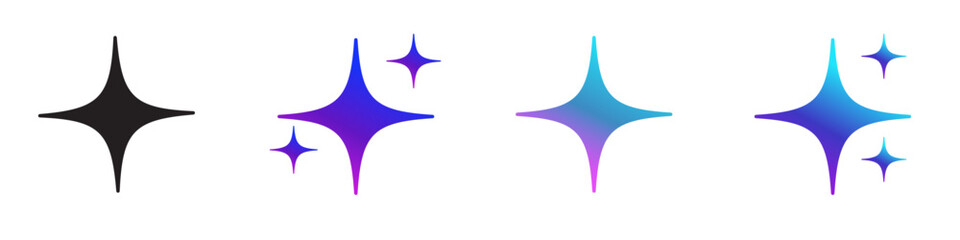 Artificial intelligence star logo generation. Generative AI logo with magic sparkle stars. Machine learning technology concept © Virdauso