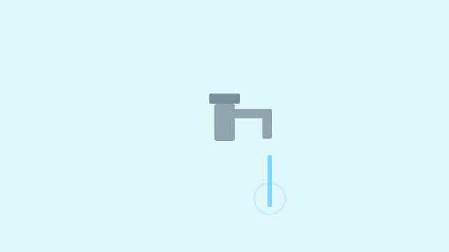 Minimalist digital illustration of a water tap with a flowing stream.