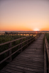 Fototapeta premium Golden Sunrise over Federsee Wetlands in Southern Germany