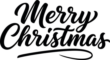 Elegant black merry christmas typography design isolated on white background for festive holiday greeting cards and seasonal social media posts © MohammadNazrul