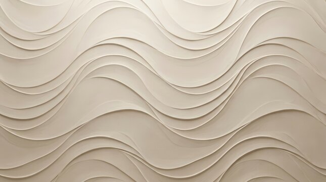 Textured waves of beige wallpaper creating a sense of depth on a smooth surface