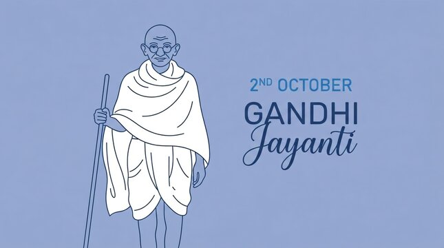 Gandhi Jayanti hand drawn linear background. Mahatma Gandhi vector line art illustration.