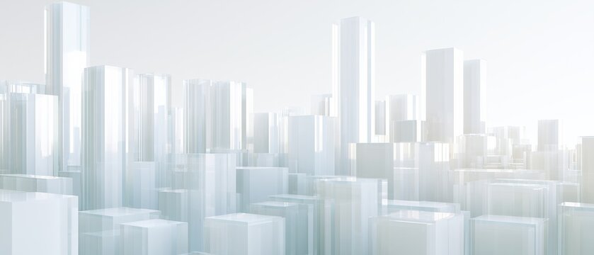 City skyline with modern buildings in bright light during daytime