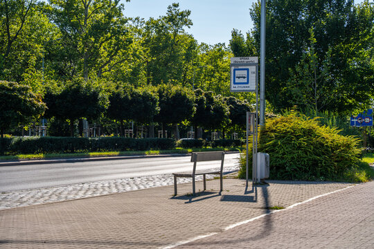 Bus Stop Public Transport Roadside Bench Urban Street Mobility Infrastructure Background
