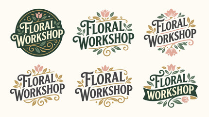 A sophisticated collection of logo designs related to a floral workshop, featuring elegant typography and natural motifs that express creativity and artistry in floral arrangements. © Logan