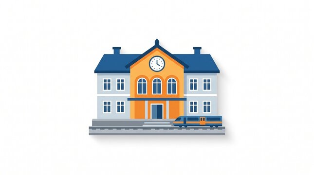 Iconic train station building with clock tower
