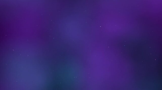 Abstract deep purple and dark blue gradient background with soft glowing nebula haze and drifting star particles. This atmospheric seamless motion graphic loop is perfect for space backdrops.