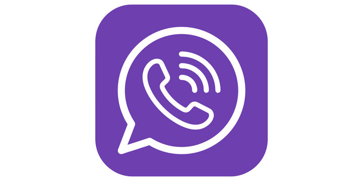 Purple Viber app icon on transparent background, communication technology and social media symbol for mobile devices and online connection.