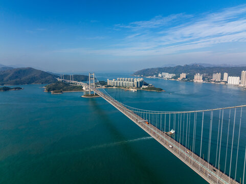 Tsing Ma bridge cross hong kong harbor