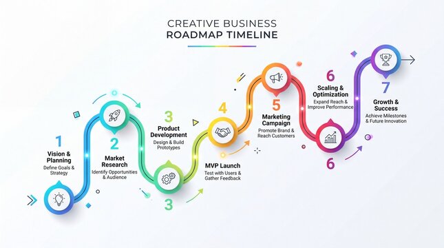 Creative business roadmap timeline infographic strategy process with infographic
