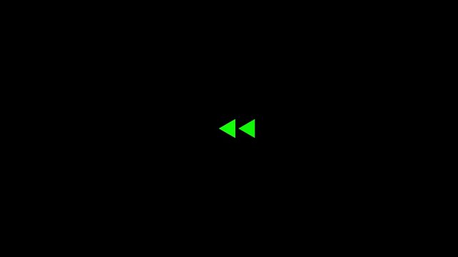 Arrow animation of looping rewind button concept. Rewind Graphic icon black background. play baton icon animated. animation