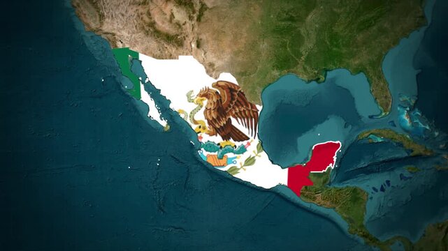 Mexico Flag Map Animation, Mexico Location Map, North America Country Map