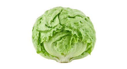 Fototapeta premium Fresh iceberg lettuce with water droplets on white background