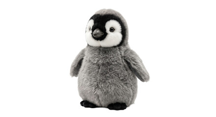 Adorable fluffy penguin chick stuffed animal toy on a white background © Sapphire