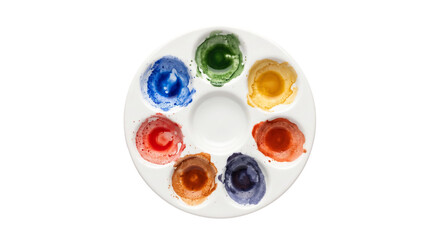 Artist's watercolor paint palette with vibrant colors ready for creativity © Sapphire