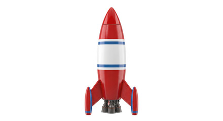 Retro red and blue rocket ship with white stripe for space exploration © Sapphire